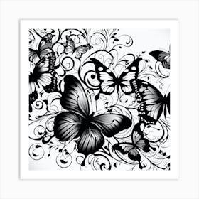 Black And White Butterflies 19 Art Print