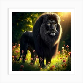 Black Lion Art Print