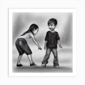 Two Kids Playing Art Print