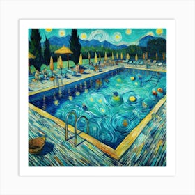 Starry Night At The Pool 1 Art Print