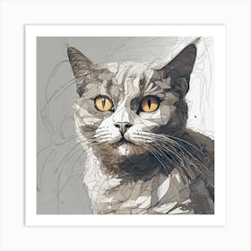 Abstract Cat Painting 1 Art Print