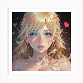 Blonde Girl With Heart On Neck(1) Art Print