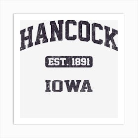 Hancock Iowa Ia Vintage State Athletic Style Art Print