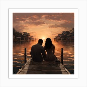 Sunset On The Dock 3 Art Print