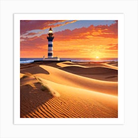 Lighthouse In The Dunes Art Print