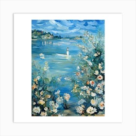 Lighthouse By The Lake Art Print