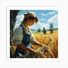 Girl In A Wheat Field Art Print