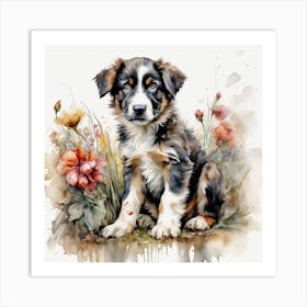 Australian Shepherd Puppy Art Print