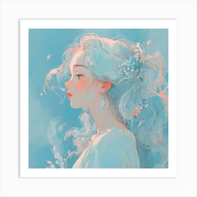 Girl With Long Hair Art Print