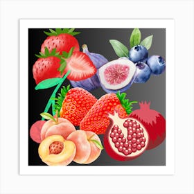 Watercolor Fruits Art Print