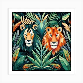 Lions In The Jungle 5 Art Print
