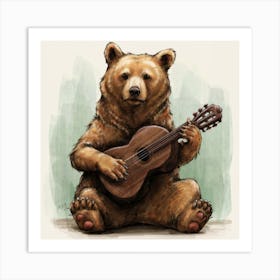 Bear Playing Guitar 4 Art Print