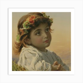 Little Girl With Flowers 2 Art Print