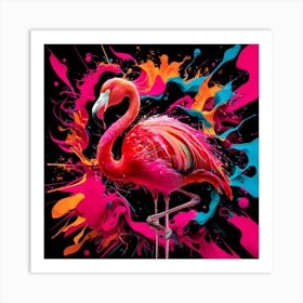 Flamingo Abstract Color Splash Art Print