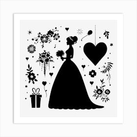 Wedding silhouette 7 Art Print