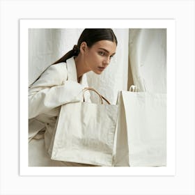 White Shopping Bags Art Print