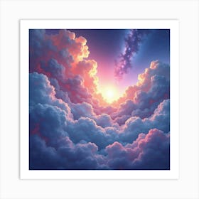 Vibrant Cosmic Clouds In Watercolor With Ethereal Glow 1 Art Print