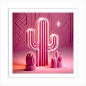 Neon Cactus Art Print