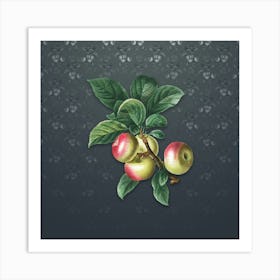 Vintage Apple Botanical on Slate Gray Pattern n.0264 Art Print