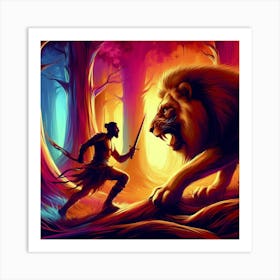 Lion In The Forest Art Print