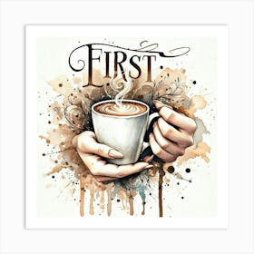 First Coffee 4 Art Print