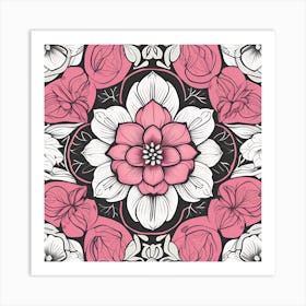 Pink And White Floral Pattern Art Print