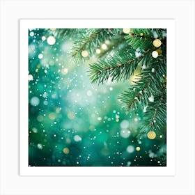 Abstract Concept Of Christmas Using Evergreen Branches As Main Subject Covered In Fine Glittering S (2) Art Print