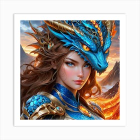 Young Woman With A Dragon hjj Art Print