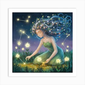 Stargazing Girl 1 Art Print