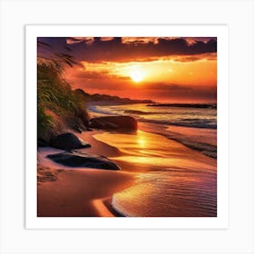 Sunset On The Beach 302 Art Print