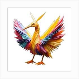 Vibrant Origami Bird Art Print