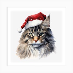 Santa Claus Cat 4 Art Print