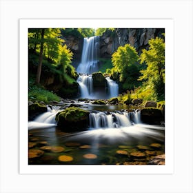 Waterfall In The Forest 4 Art Print