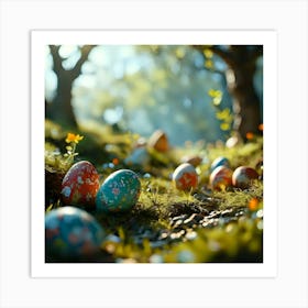 Easter Eggs In The Forest 3 Art Print