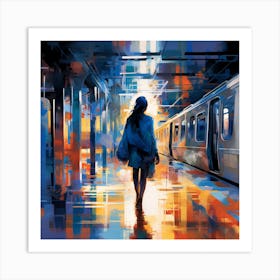 Woman In The Subway Art Print
