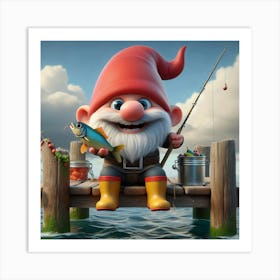 Fishing Gnome 7 Art Print