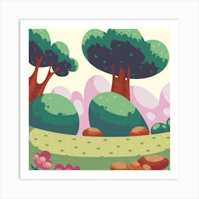 Cartoon Landscape Art Print