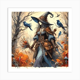 A Beautiful Young Witch With Her Companions 6000 300 Jpg Art Print