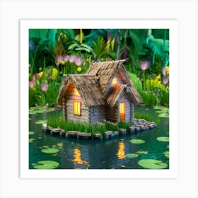 House On A Pond 1 Art Print