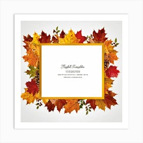 Autumnal Leaf Illustration One Central Maple Foliage Display Flanked By Smaller Elements Of Orange Art Print