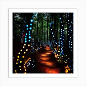 Light Trail In The Forest Art Print