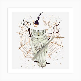 Wise Bird Lover Halloween Animal Lover Witch Hat Owl Art Print