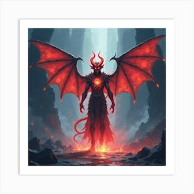 Demon Soul In A Watercolor Abyss With Mystical Energy 1 Art Print