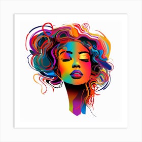 Portrait Of A Woman With Colorful Hair Art Print