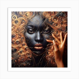 Black Woman With Curly Hair Art Print