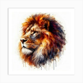 Lion Head Painting in water color 1 Art Print