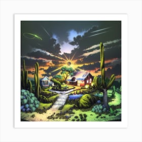 Cactus Landscape Art Print