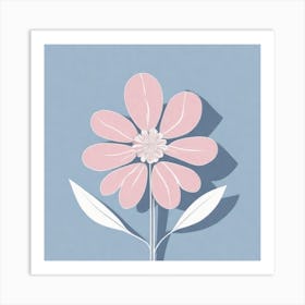 A White And Pink Flower In Minimalist Style Square Composition 398 Art Print