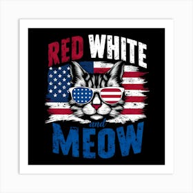 Red White And Meow 1 Art Print