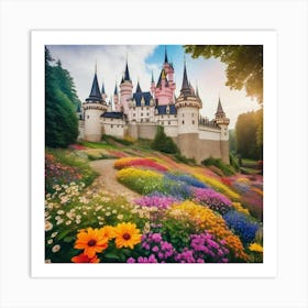 Colorful land with castle Art Print